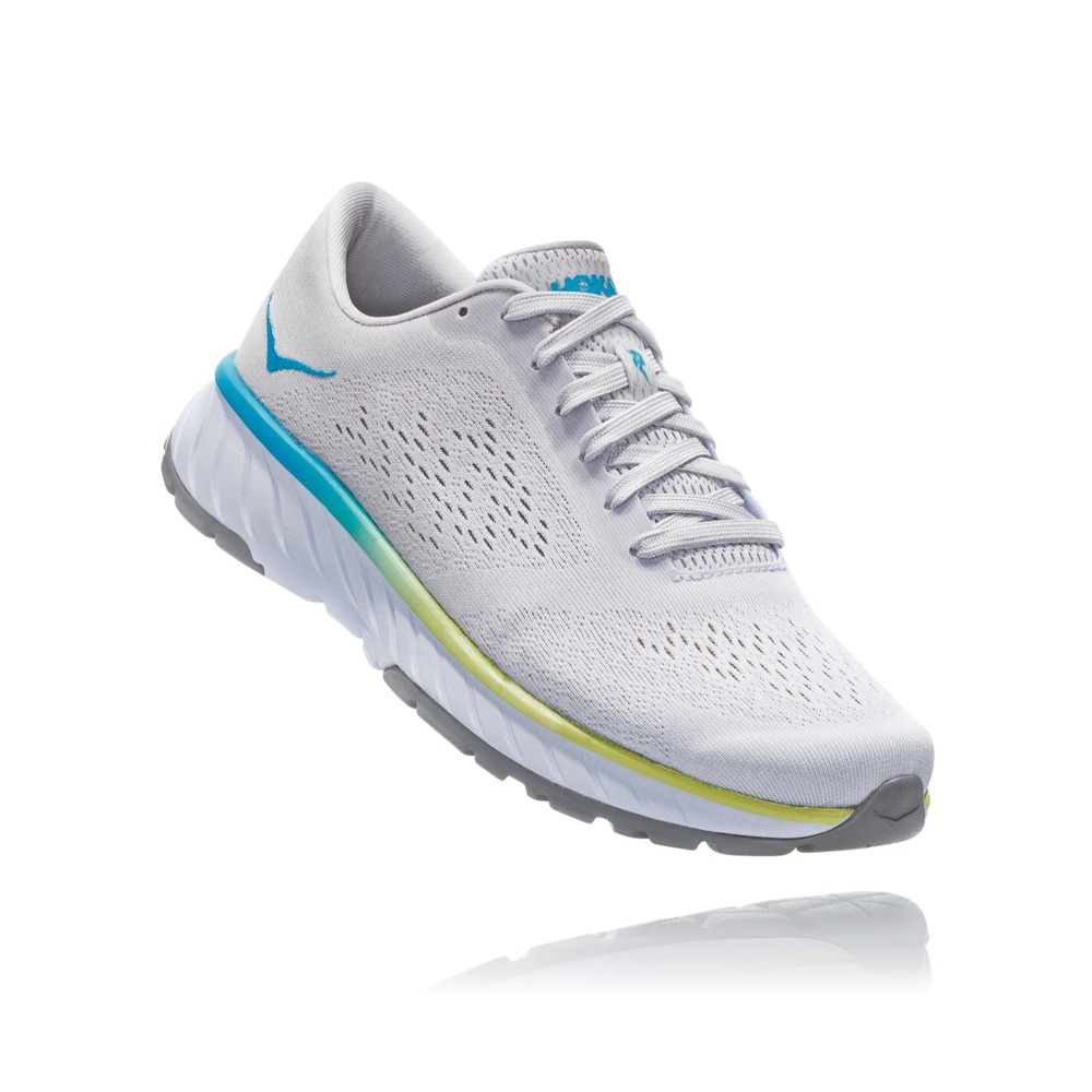 Hoka One One Cavu 2 Running Shoes White Blue Lime 1099724 Womens Size 10